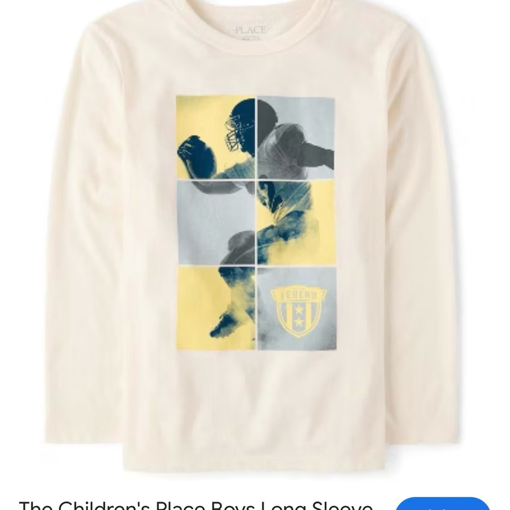 The Children's Place Cream Long Sleeve Tee with Yellow & Gray Football Graphic
